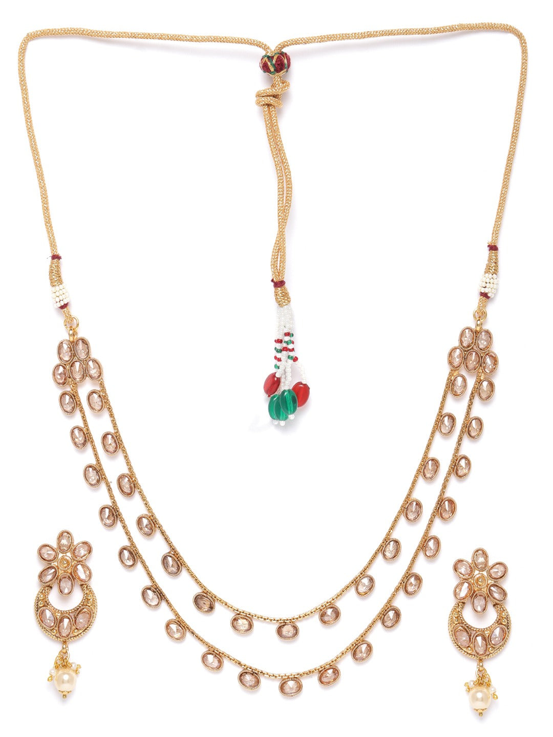 Priyaasi Women Kundan Pearls Gold Plated Layered Jewellery Set - Grab2buy