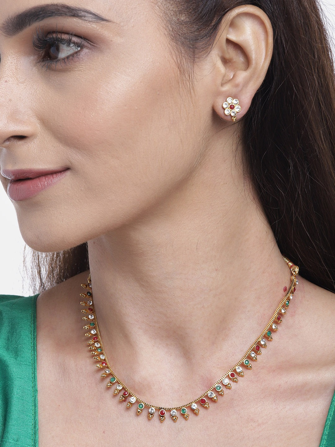 Priyaasi Women Multicolor Stones Gold Plated Jewellery Set - Grab2buy