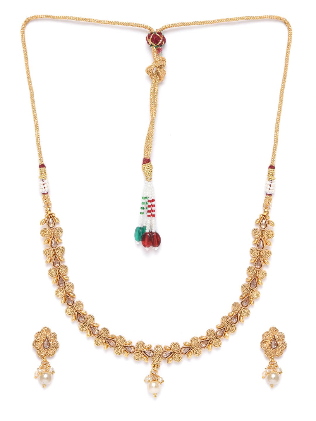 Priyaasi Women Pearls Beads Floral Jewellery Set - Grab2buy