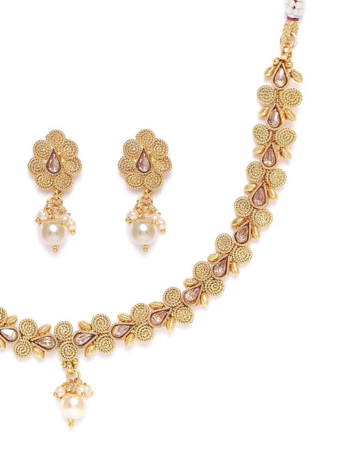 Priyaasi Women Pearls Beads Floral Jewellery Set - Grab2buy