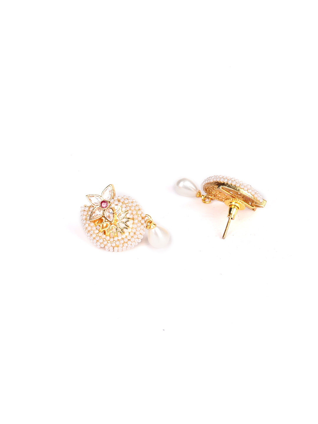 Priyaasi Women Pearls Beads Gold Plated Floral Jewellery Set - Grab2buy