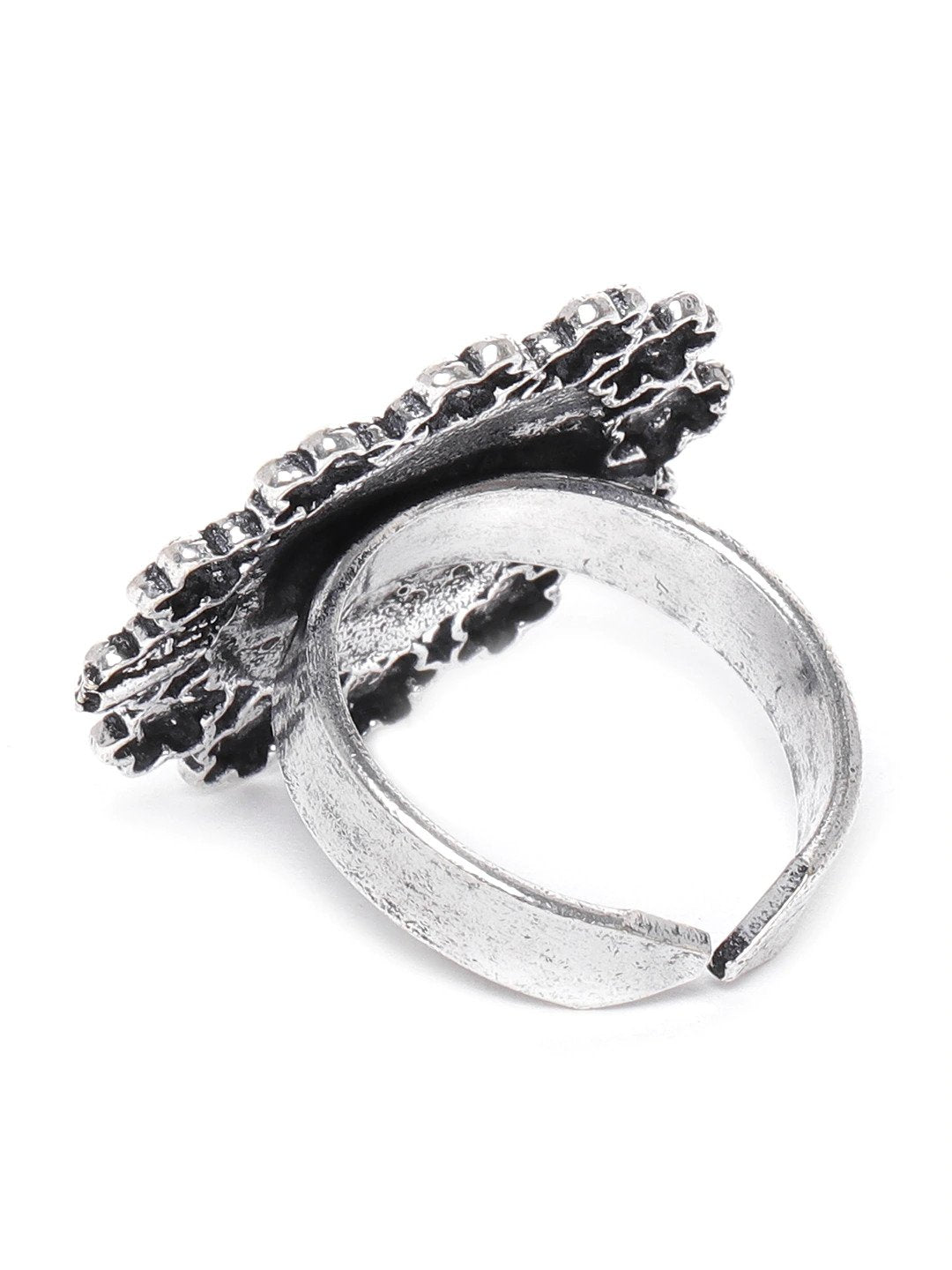 Priyaasi Women German Silver Oxidised Ghungroo Jewellery Set With Ring & Nosepin - Grab2buy