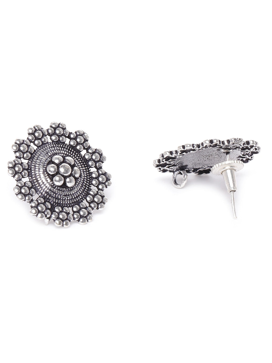 Priyaasi Women German Silver Oxidised Ghungroo Jewellery Set With Ring & Nosepin - Grab2buy