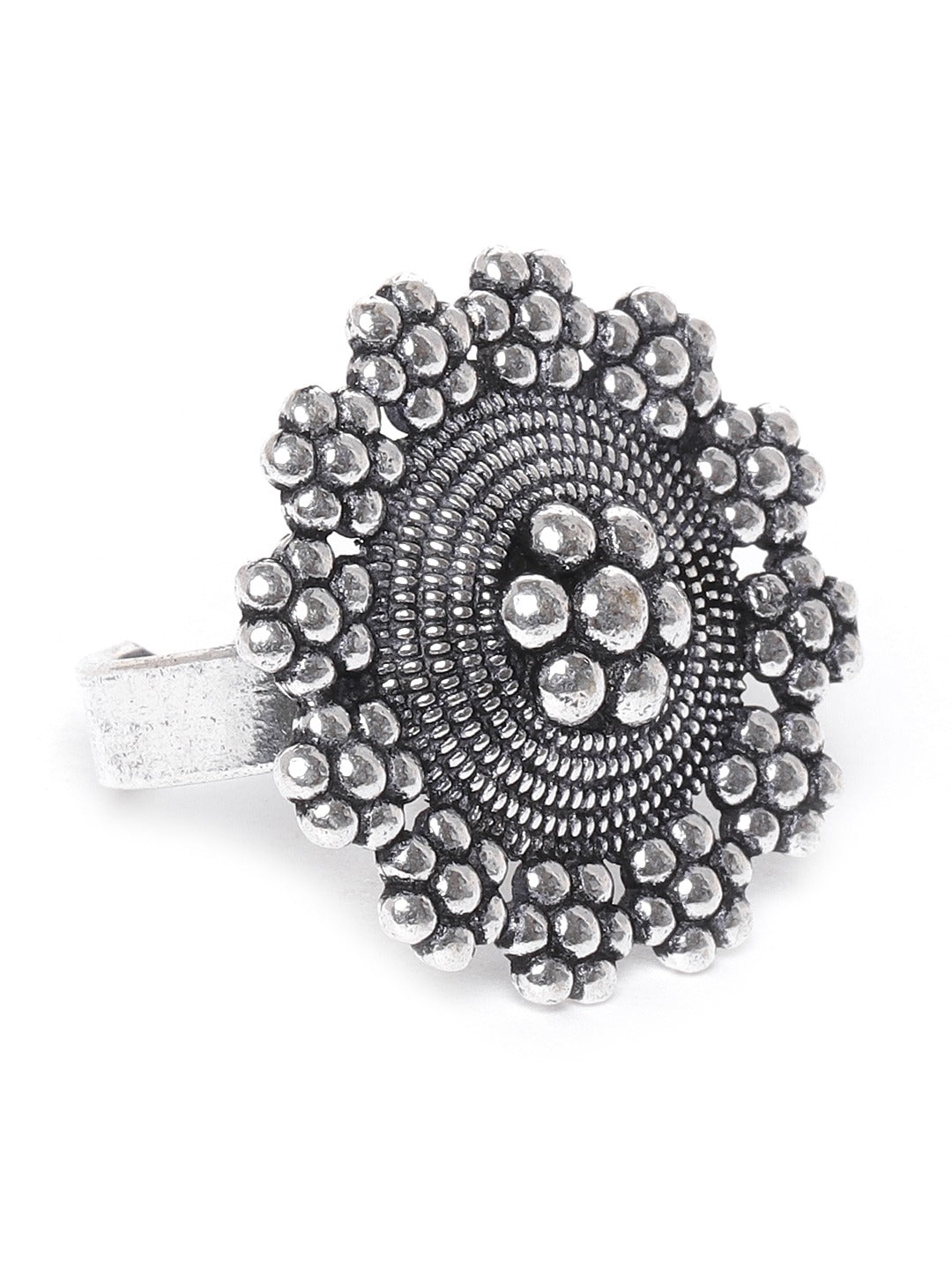 Priyaasi Women German Silver Oxidised Ghungroo Jewellery Set With Ring & Nosepin - Grab2buy
