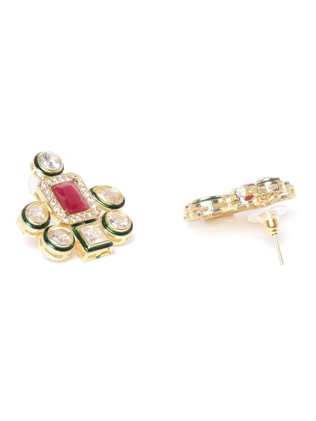 Priyaasi Women Grey Beads Kundan Gold Plated Ranihaar Jewellery Set - Grab2buy