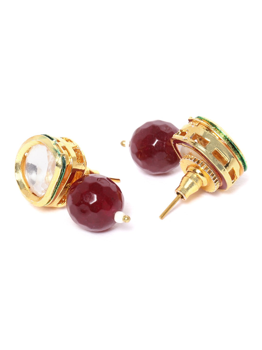 Priyaasi Women Maroon Pearls Kundan Gold Plated Jewellery Set - Grab2buy