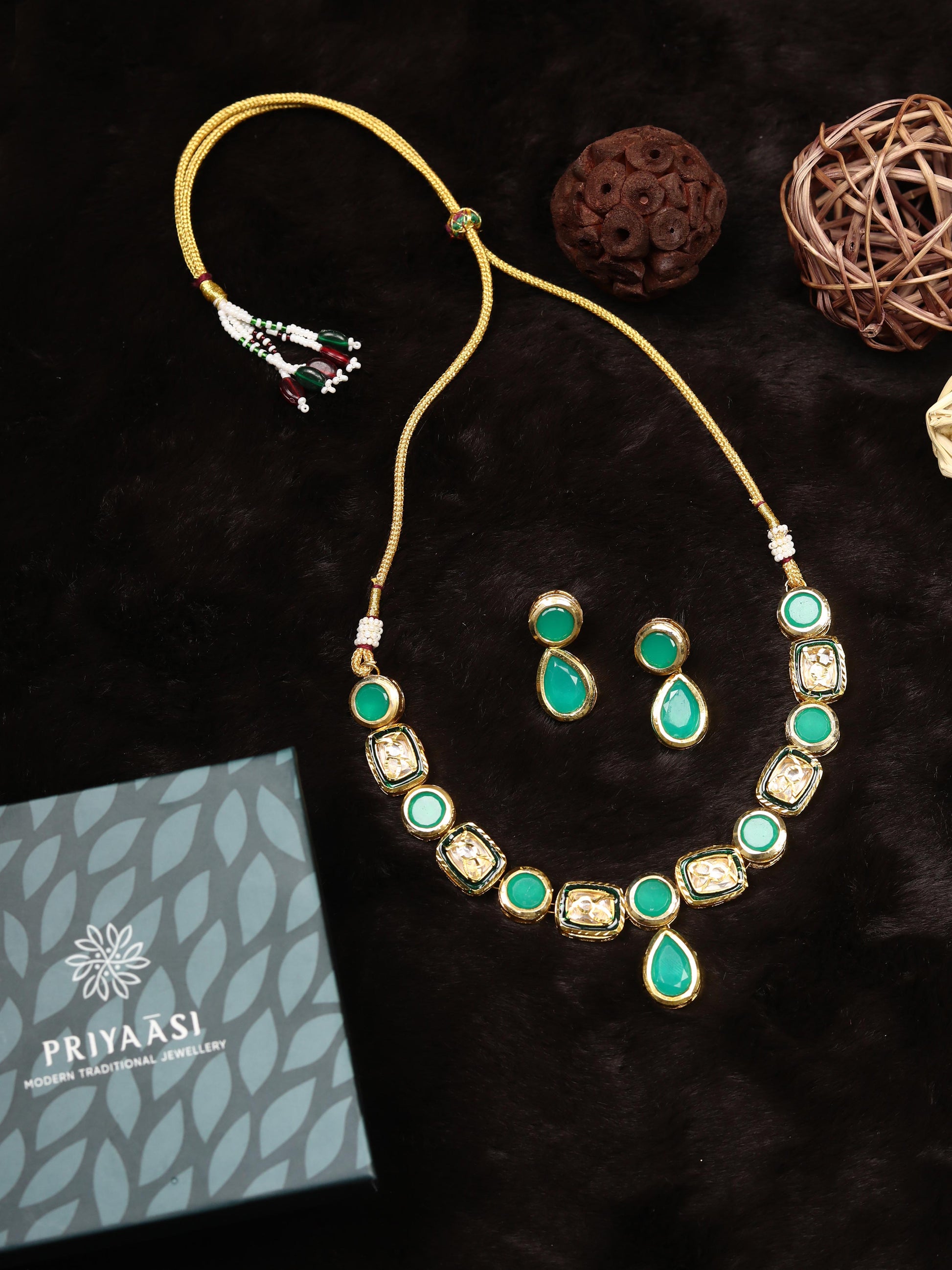 Priyaasi Women Turquoise Blue Stones Jewellery Set - Grab2buy