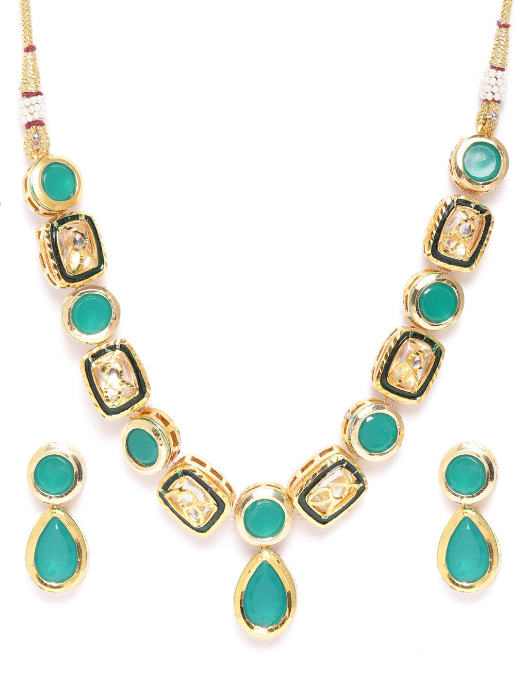 Priyaasi Women Turquoise Blue Stones Jewellery Set - Grab2buy