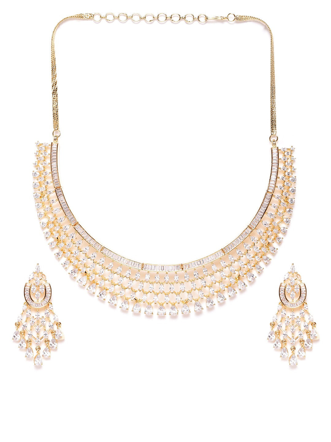 Priyaasi Women Gold Plated American Diamond Jewellery Set - Grab2buy