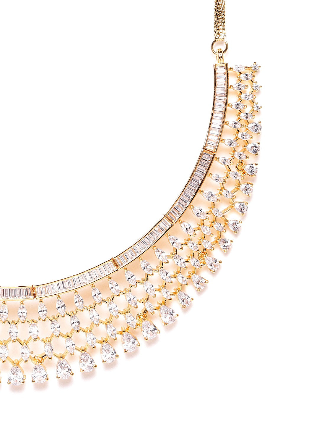 Priyaasi Women Gold Plated American Diamond Jewellery Set - Grab2buy