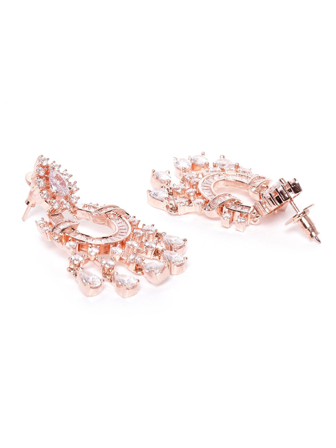 Priyaasi Women Rose Gold American Diamond Jewellery Set - Grab2buy