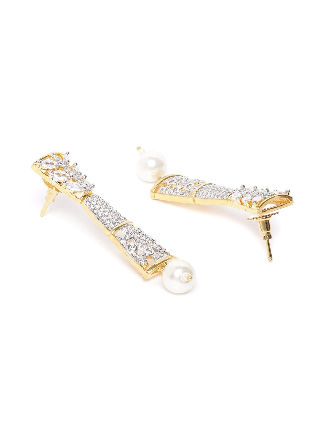 Priyaasi Women Pearls American Diamond Gold Pated Jewellery Set - Grab2buy
