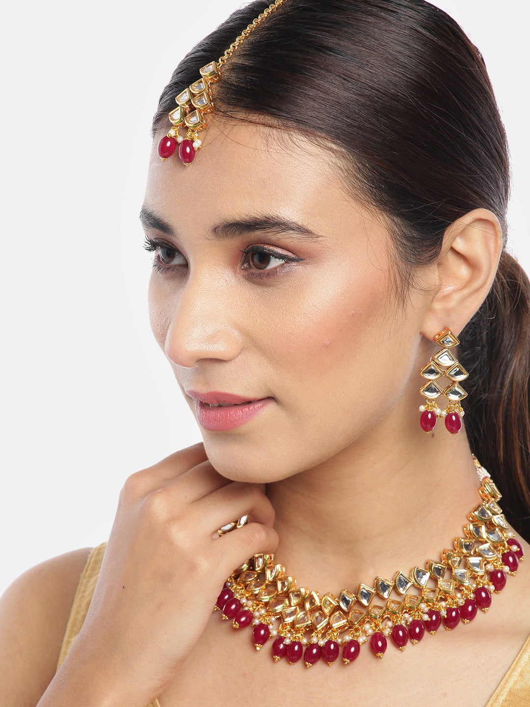 Priyaasi Women Kundan Gold Plated Jewellery Set - Grab2buy