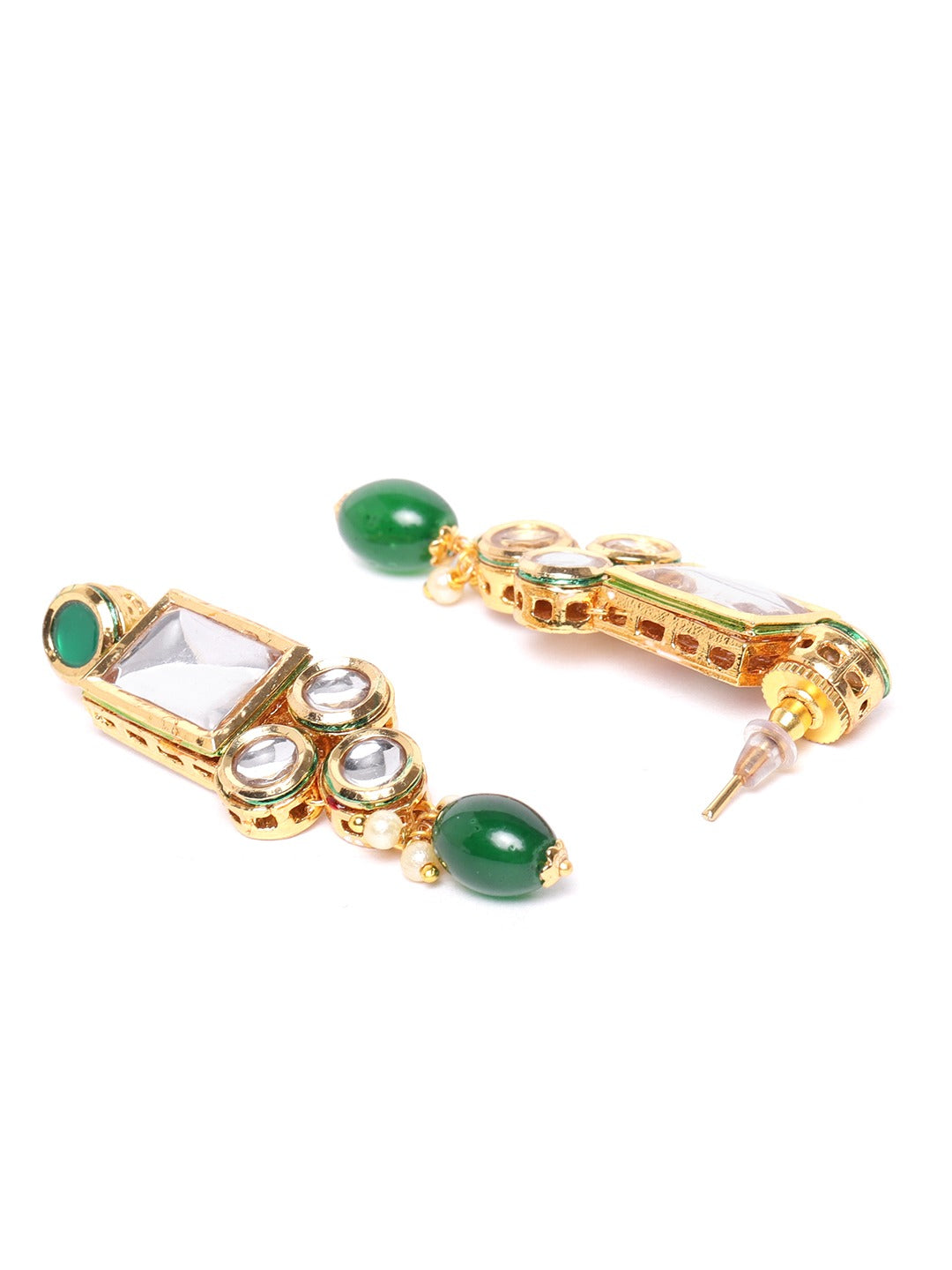 Priyaasi Women Kundan Emerald StonesGold Plated Jewellery Set - Grab2buy