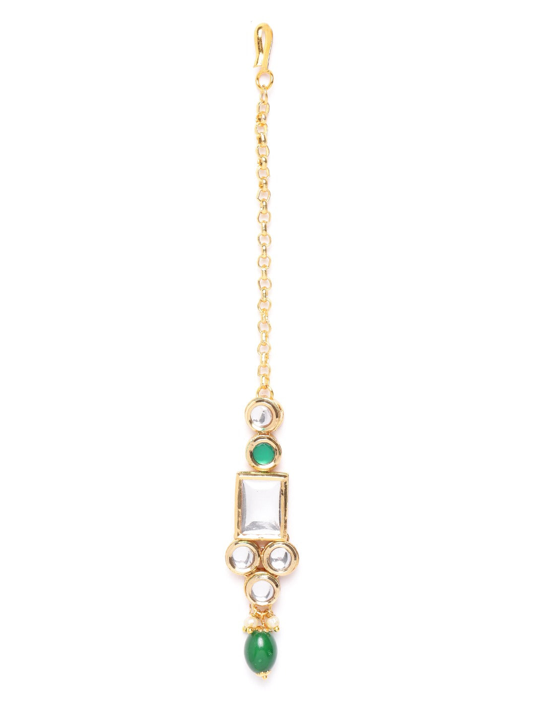 Priyaasi Women Kundan Emerald StonesGold Plated Jewellery Set - Grab2buy