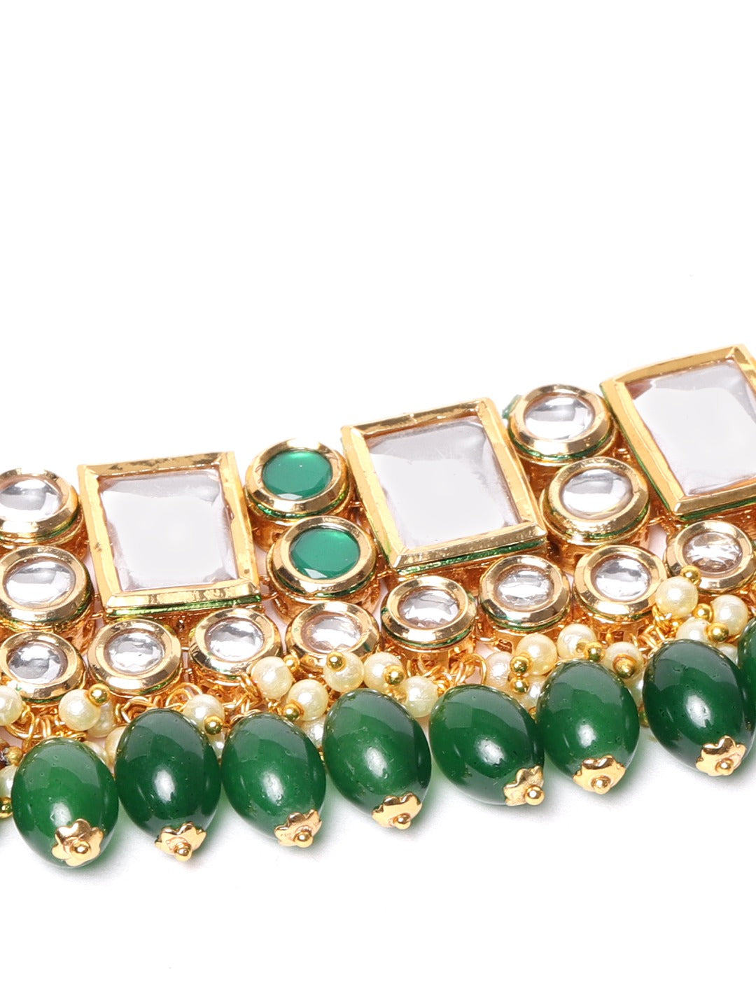 Priyaasi Women Kundan Emerald StonesGold Plated Jewellery Set - Grab2buy