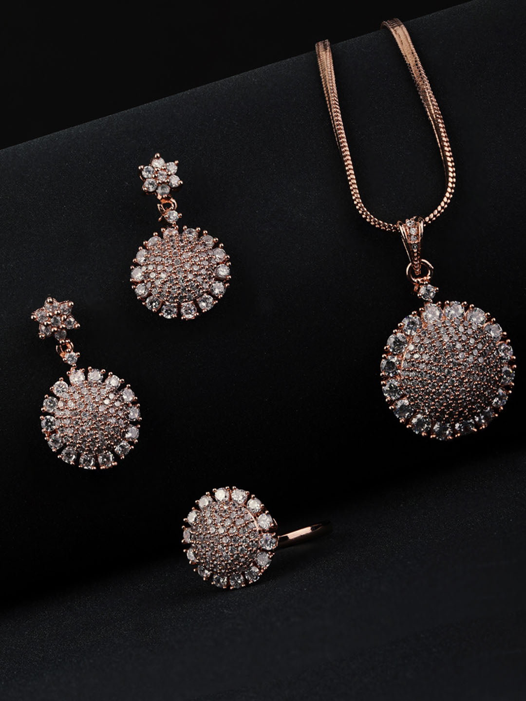 Priyaasi Women American Diamond Jewellery Sets with Ring - Grab2buy