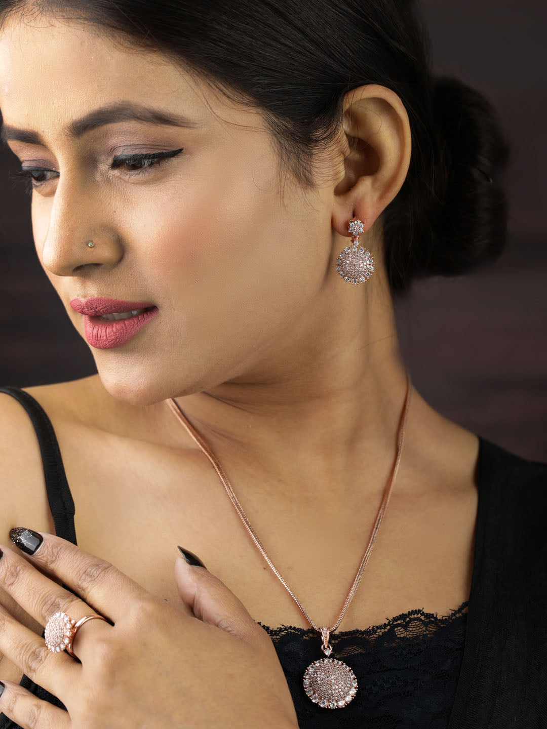 Priyaasi Women American Diamond Jewellery Sets with Ring - Grab2buy