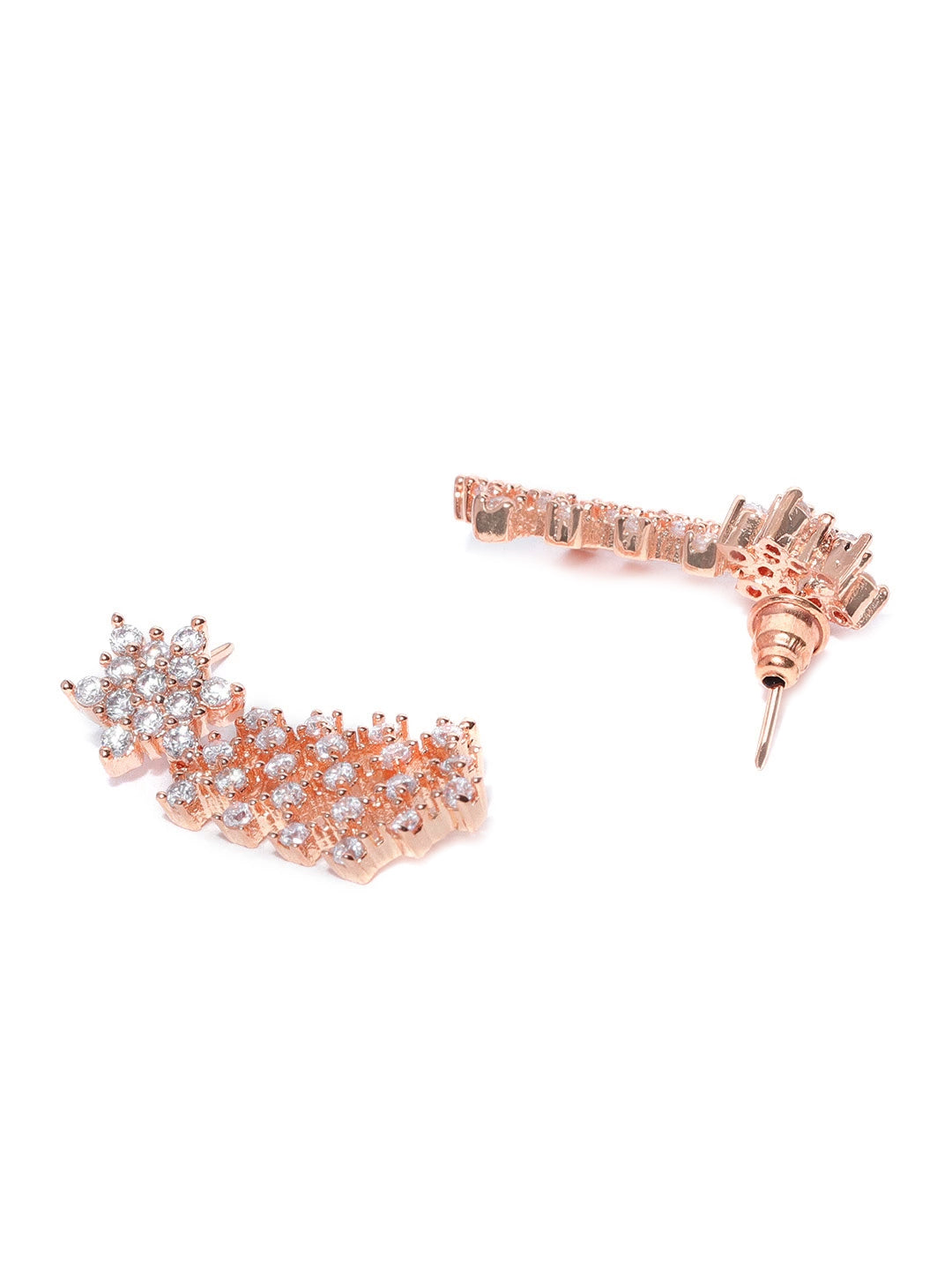 Priyaasi Women American Diamond Rose Gold Plated Ethnic Jewellery Set - Grab2buy