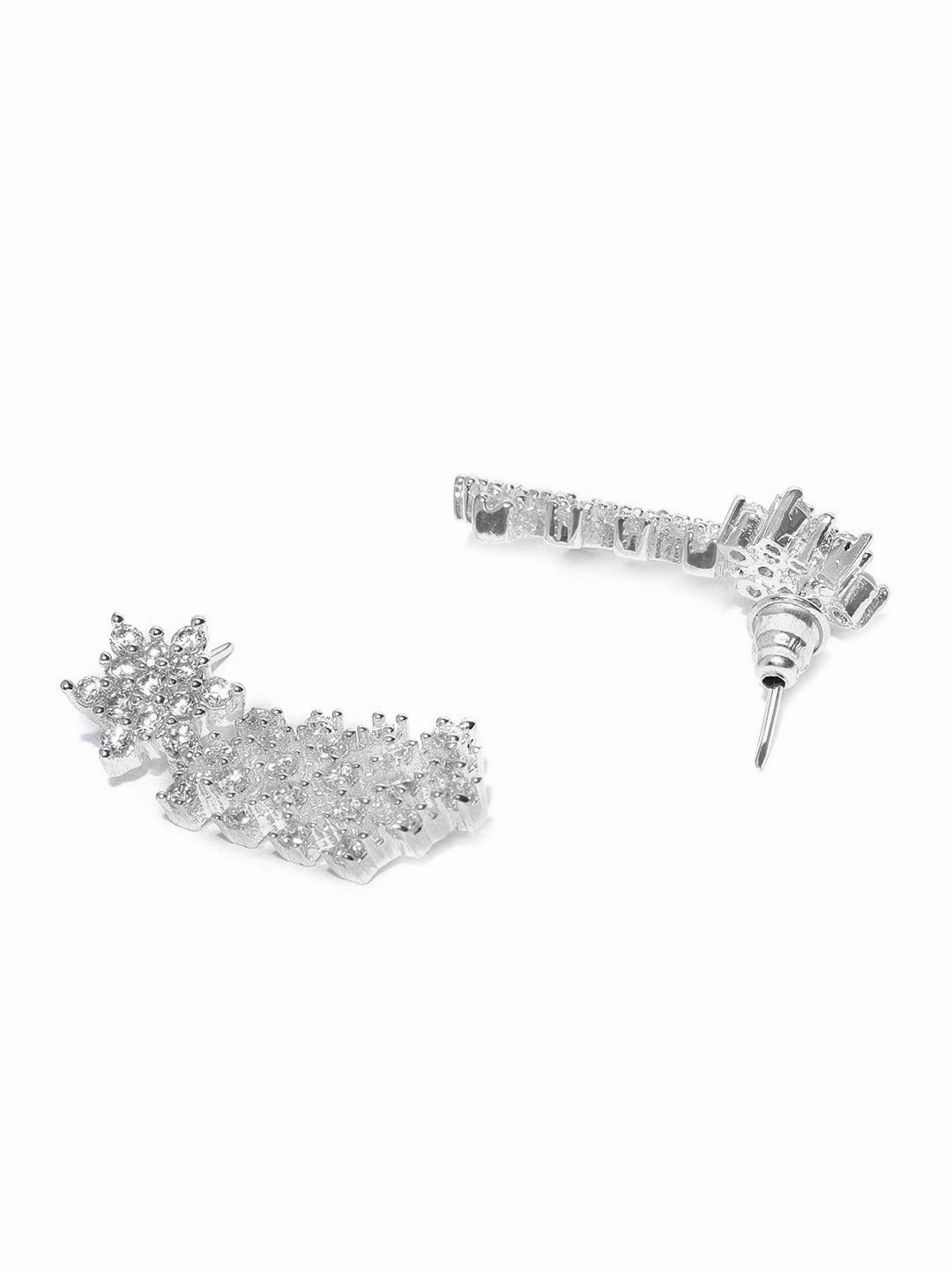 Priyaasi Women American Diamond Silver Plated Ethnic Jewellery Set - Grab2buy