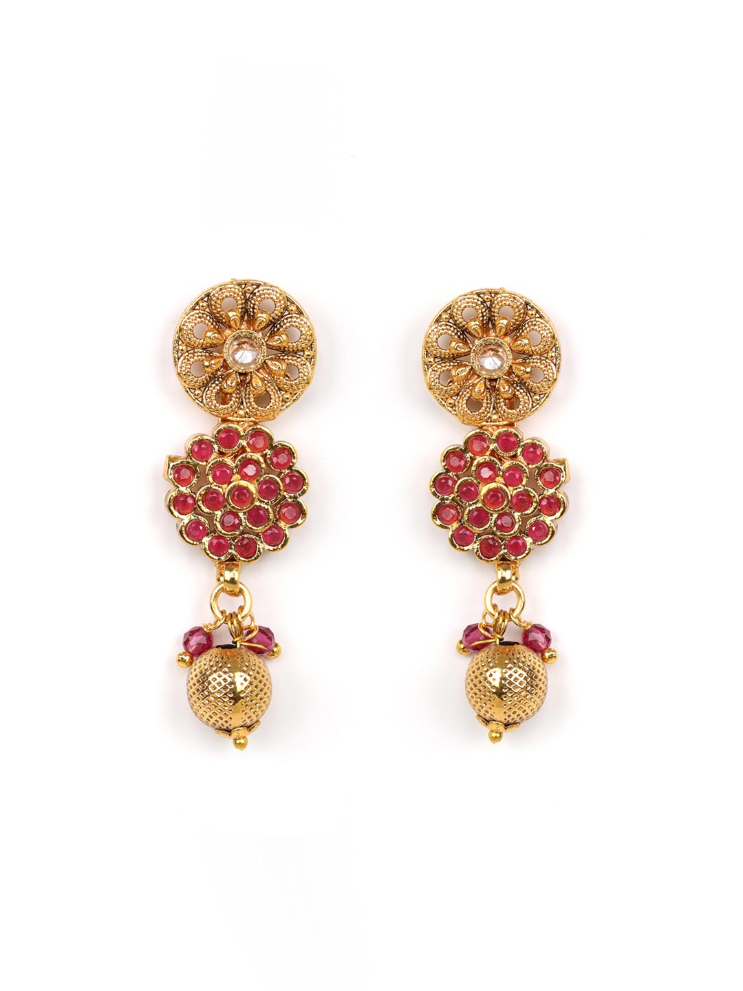 Priyaasi Women Ruby Kundan Pearls Gold Plated Jewellery Set - Grab2buy