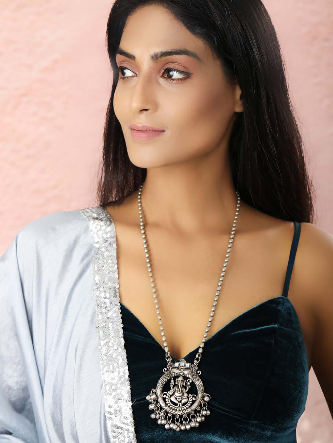 Priyaasi Women Ghungroo Silver Plated Temple Jewellery Set - Grab2buy
