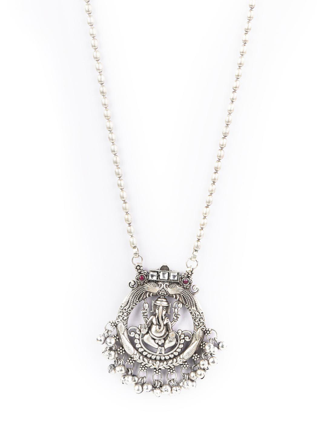 Priyaasi Women Ghungroo Silver Plated Temple Jewellery Set - Grab2buy