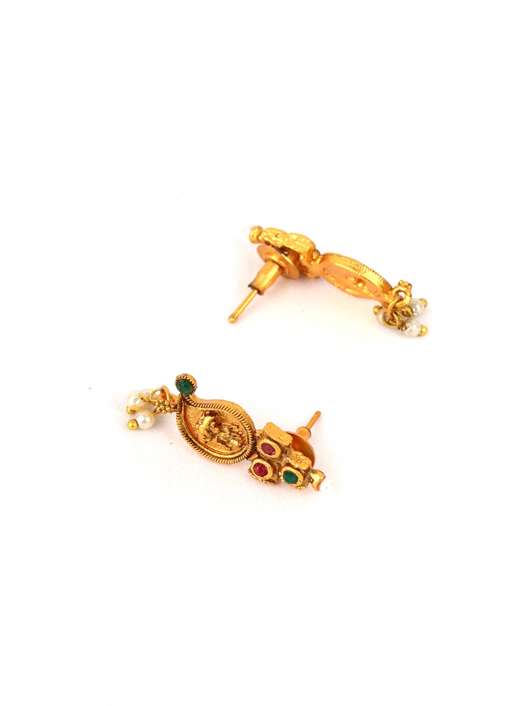 Priyaasi Women Beads Ruby Emerald Gold Plated Temple Jewellery Set - Grab2buy