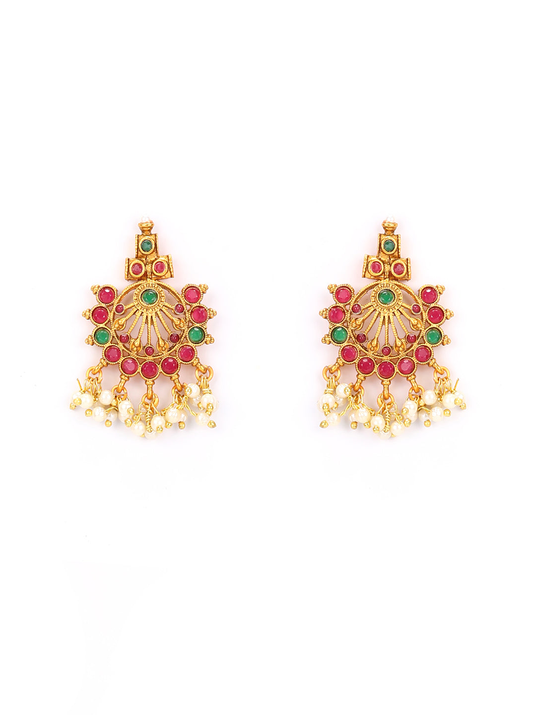 Priyaasi Women Ruby Emerald Beads Gold Plated Jewellery Set - Grab2buy