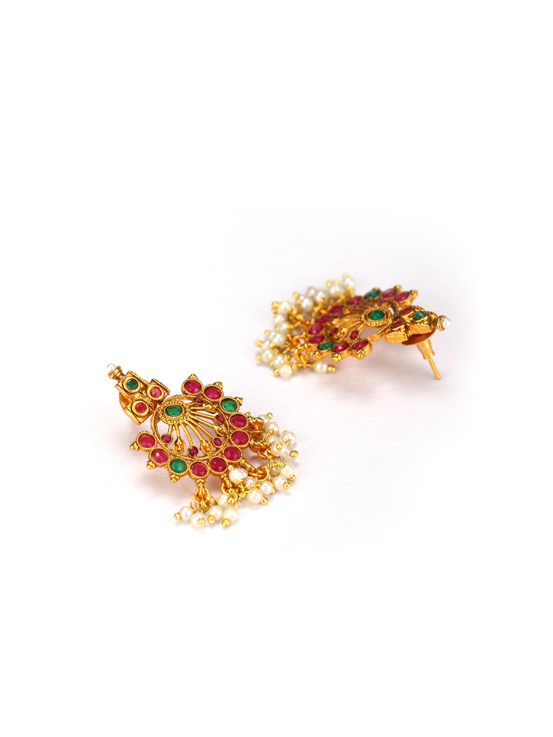 Priyaasi Women Ruby Emerald Beads Gold Plated Jewellery Set - Grab2buy