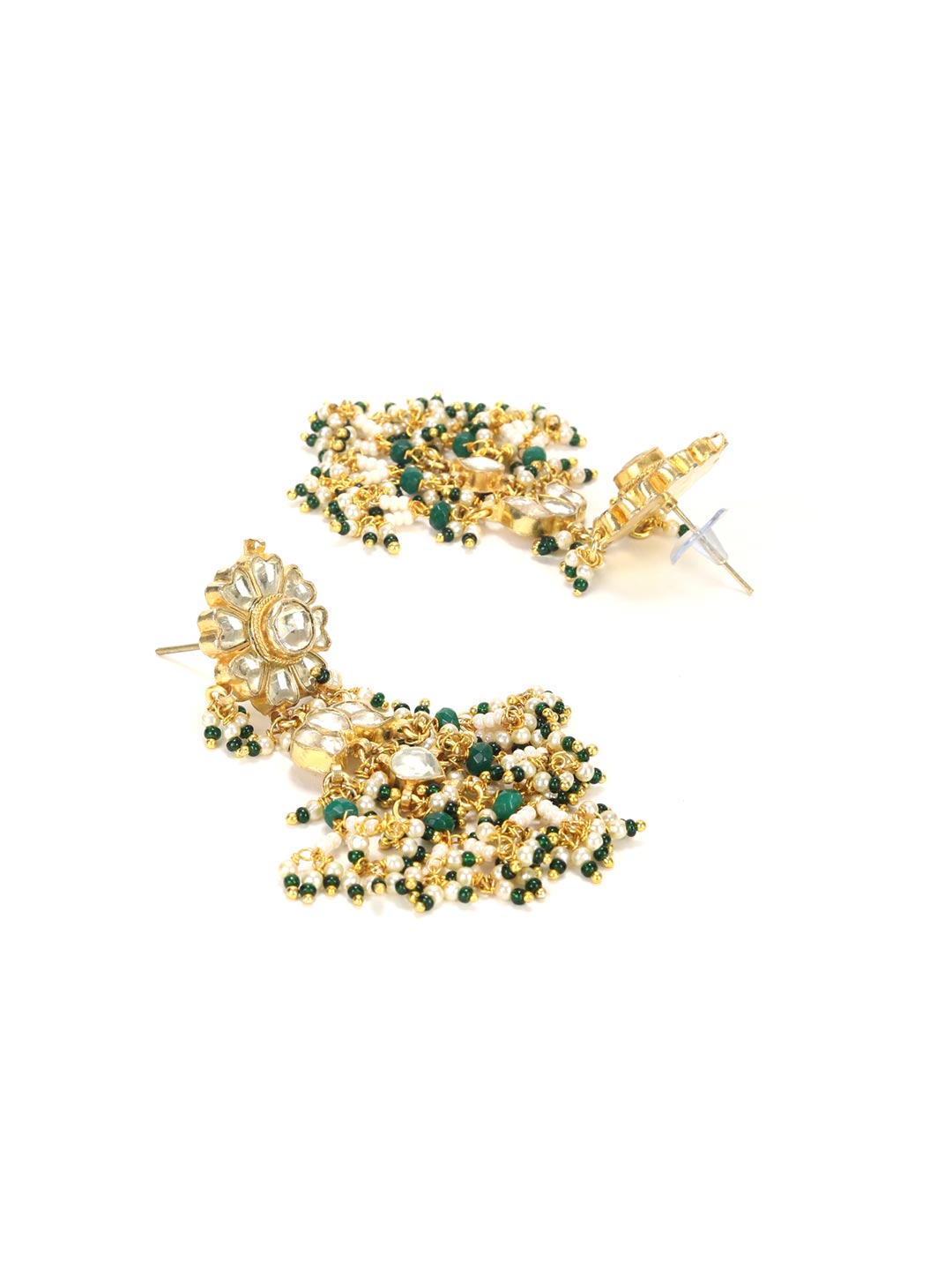 Priyaasi Women White Beads Pachi Kundan Gold Plated Jewellery Set - Grab2buy
