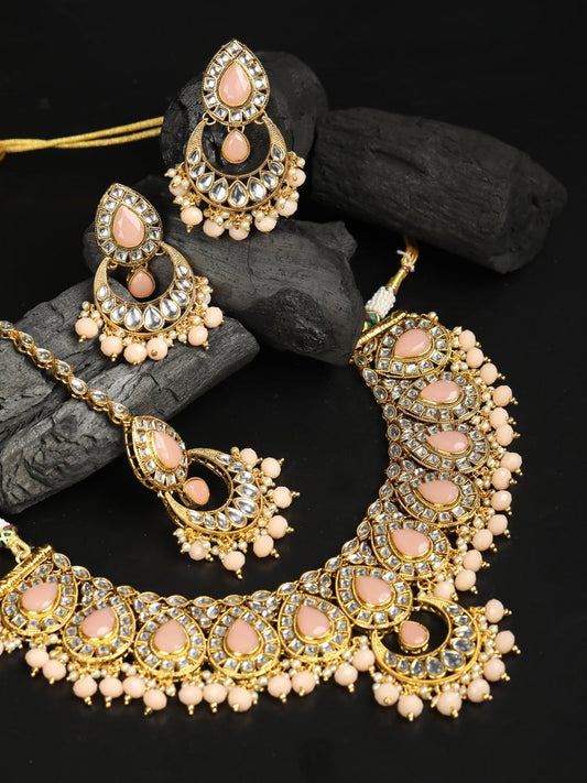 Priyaasi Women Pink Gold Plated Jewellery Set - Grab2buy