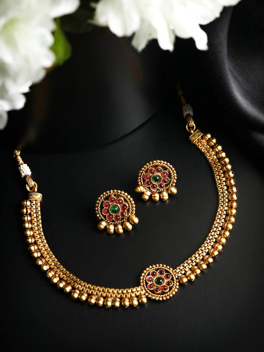 Priyaasi Women Ruby Gold Plated Jewellery Set - Grab2buy