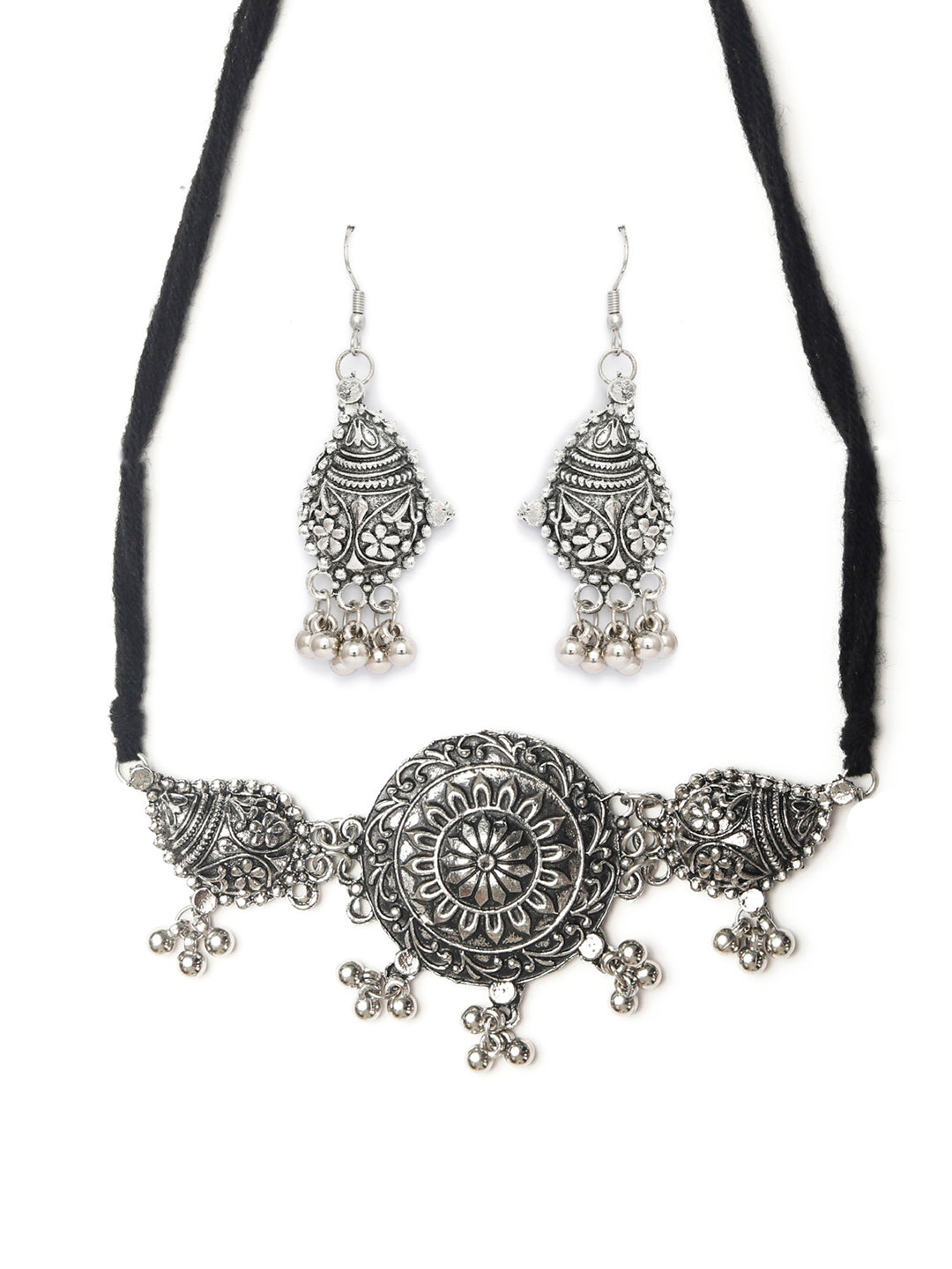 Priyaasi Women Tribal Floral Oxidised Jewellery Set - Grab2buy