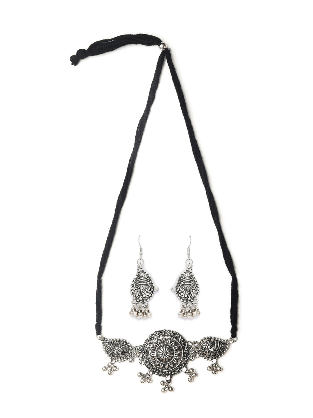 Priyaasi Women Tribal Floral Oxidised Jewellery Set - Grab2buy