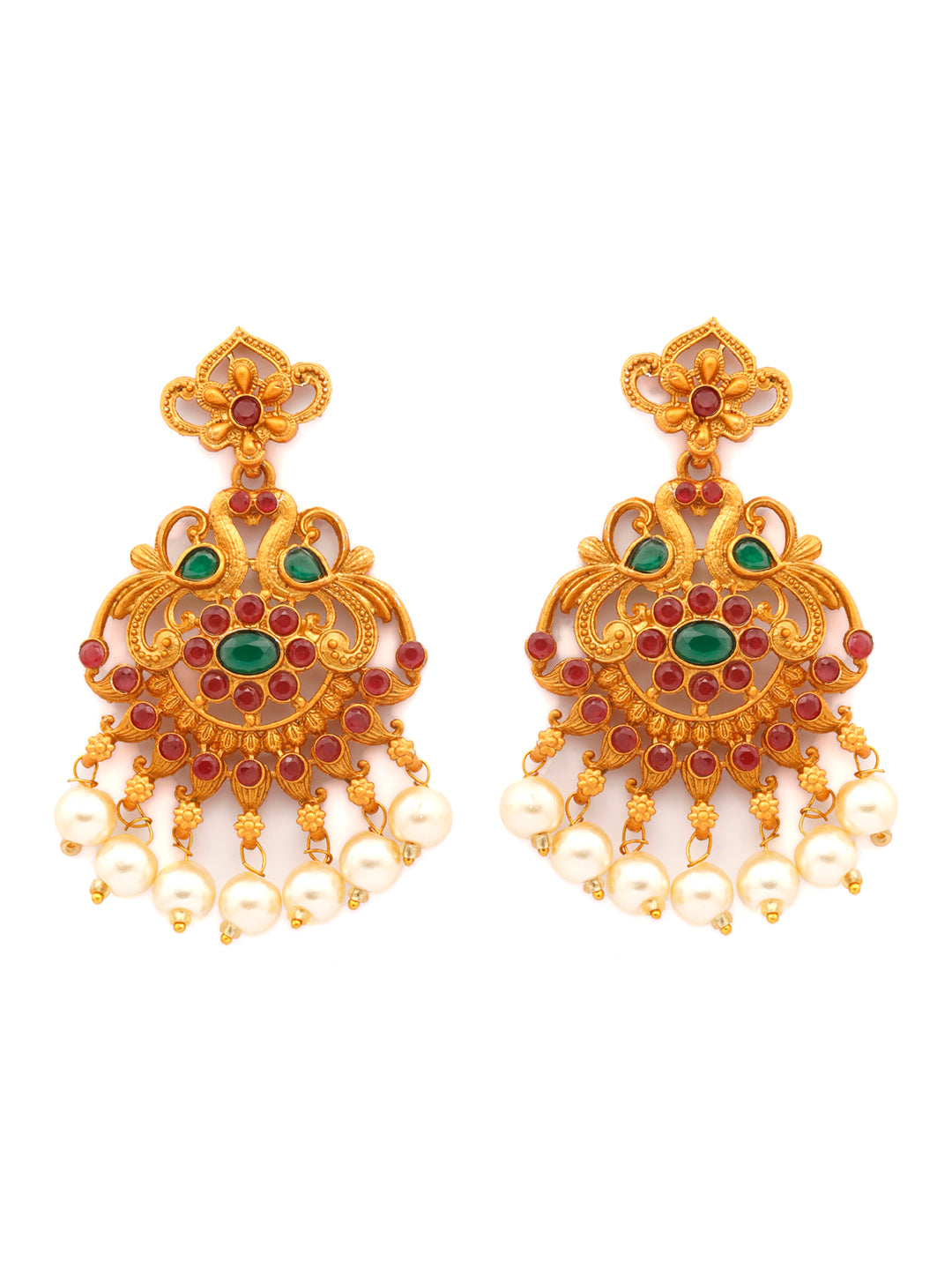 Priyaasi Women Traditional Gold Plated Real Kemp Peacock Jewelley Set - Grab2buy
