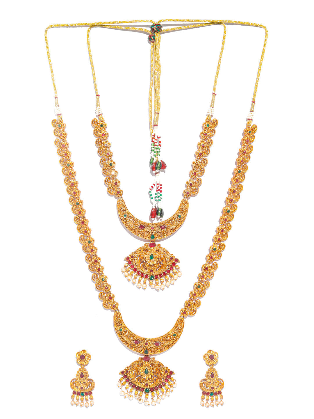 Priyaasi Women Traditional Gold Plated Real Kemp Floral Jewelley Set - Grab2buy
