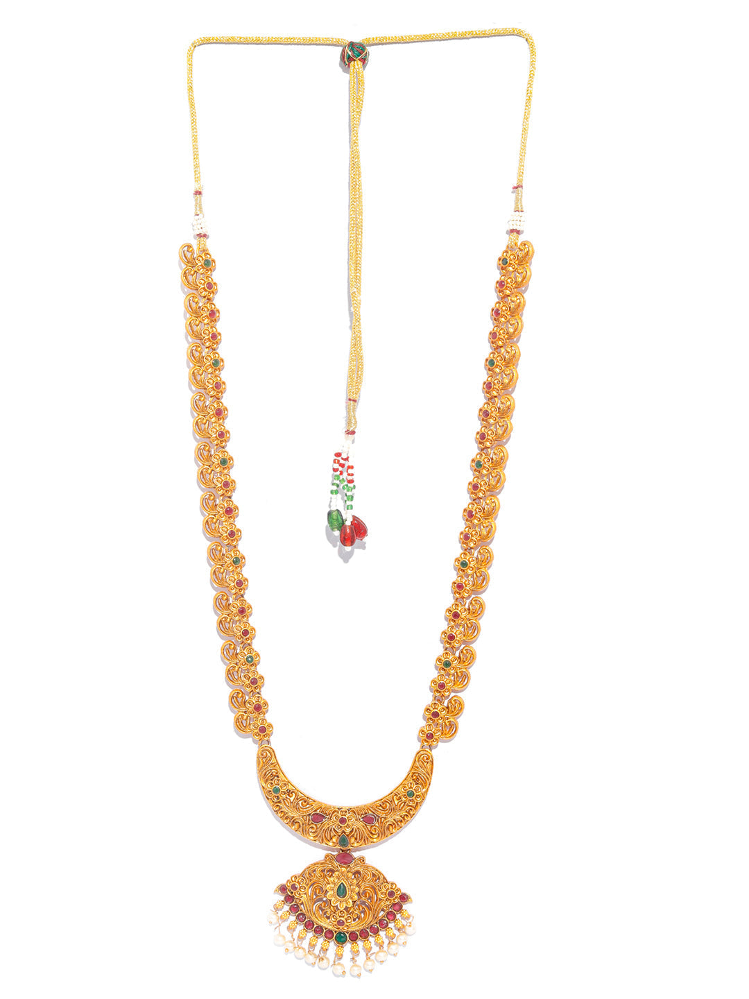 Priyaasi Women Traditional Gold Plated Real Kemp Floral Jewelley Set - Grab2buy
