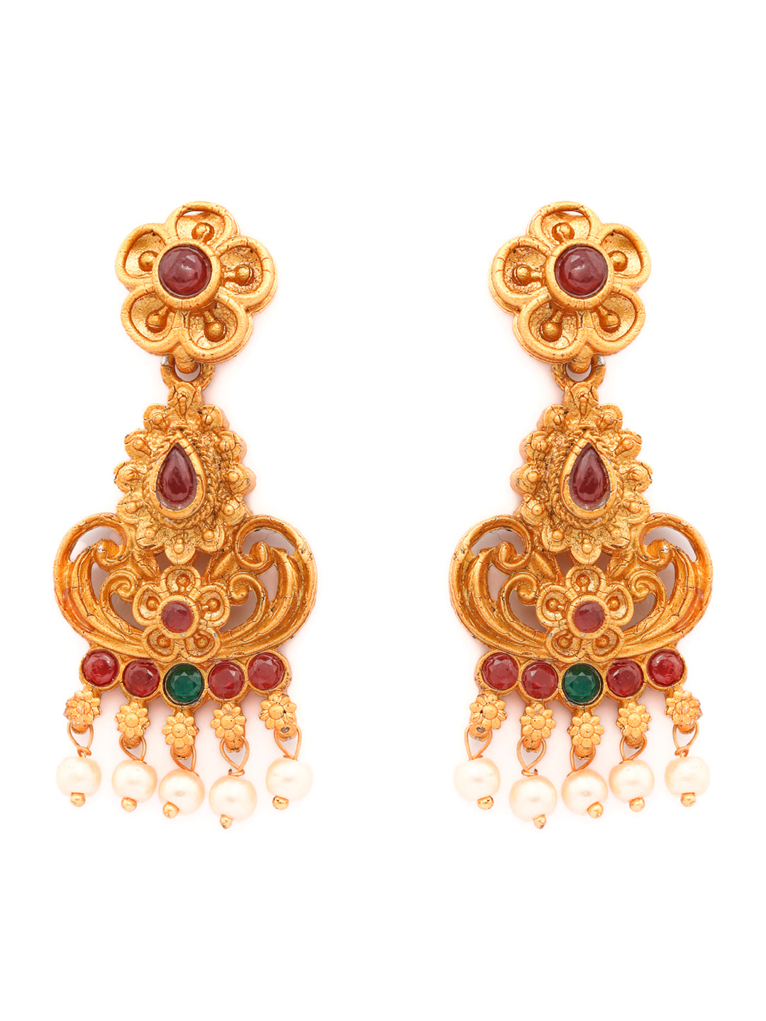 Priyaasi Women Traditional Gold Plated Real Kemp Floral Jewelley Set - Grab2buy