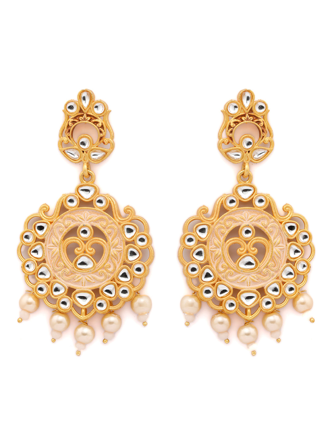 Priyaasi Women Gold & Peach Kundan Meenakari Jewellery Set - Grab2buy