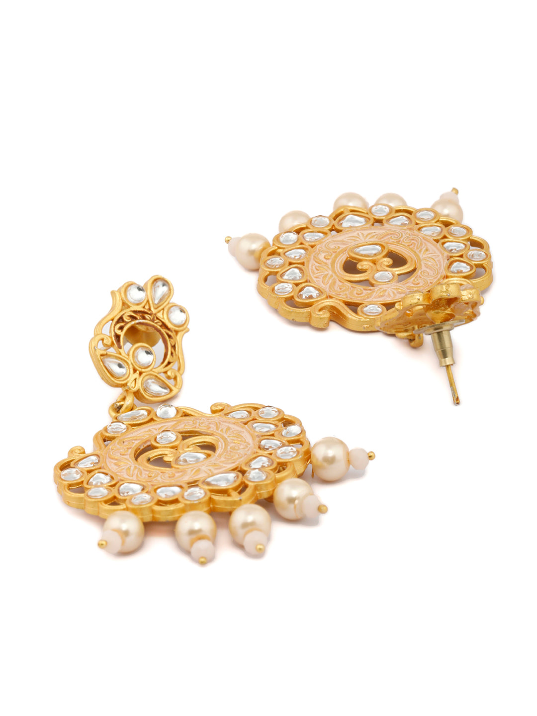 Priyaasi Women Gold & Peach Kundan Meenakari Jewellery Set - Grab2buy