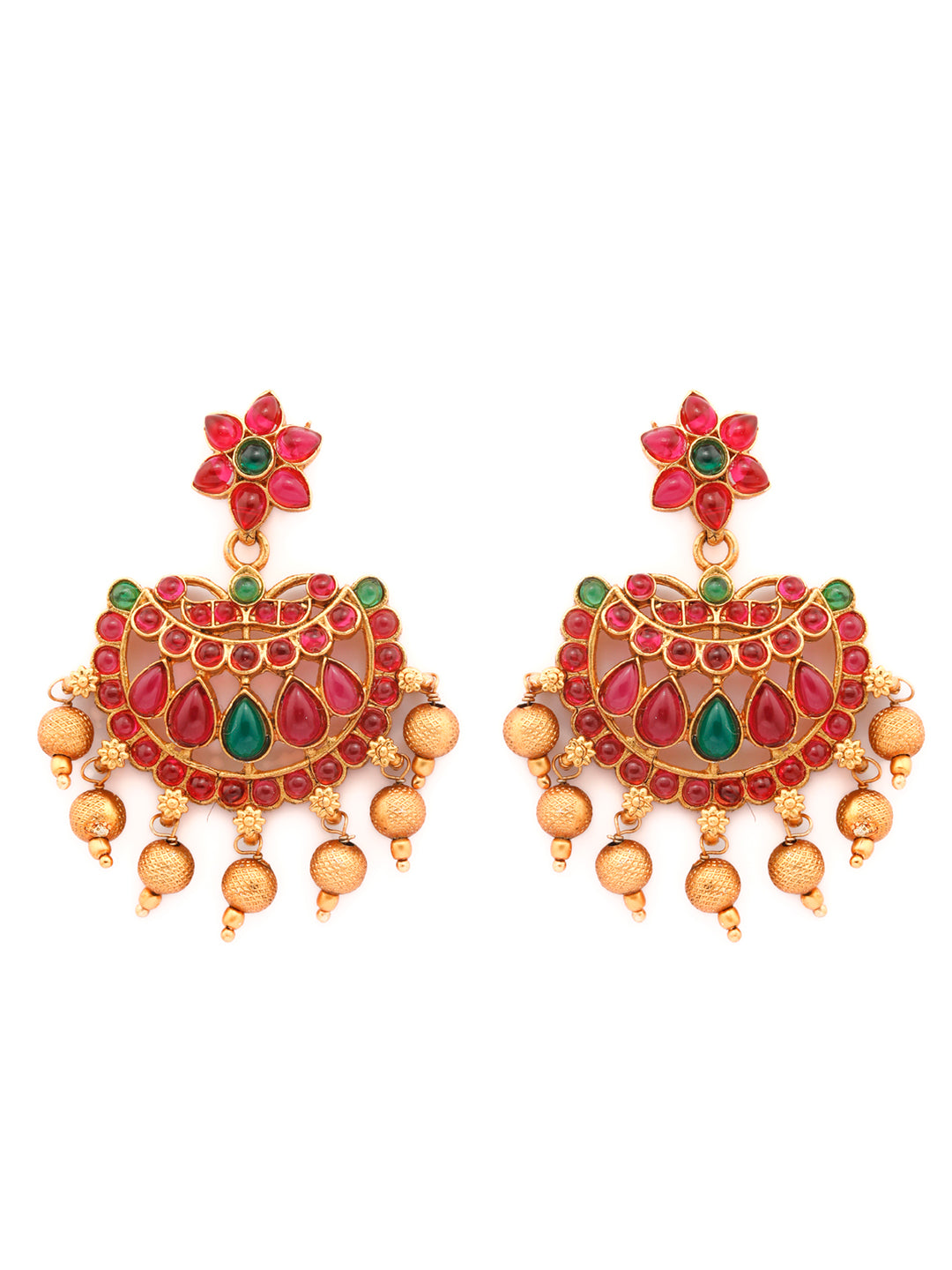 Priyaasi Women Traditional Gold Plated Real Kemp Floral Jewellery Set - Grab2buy