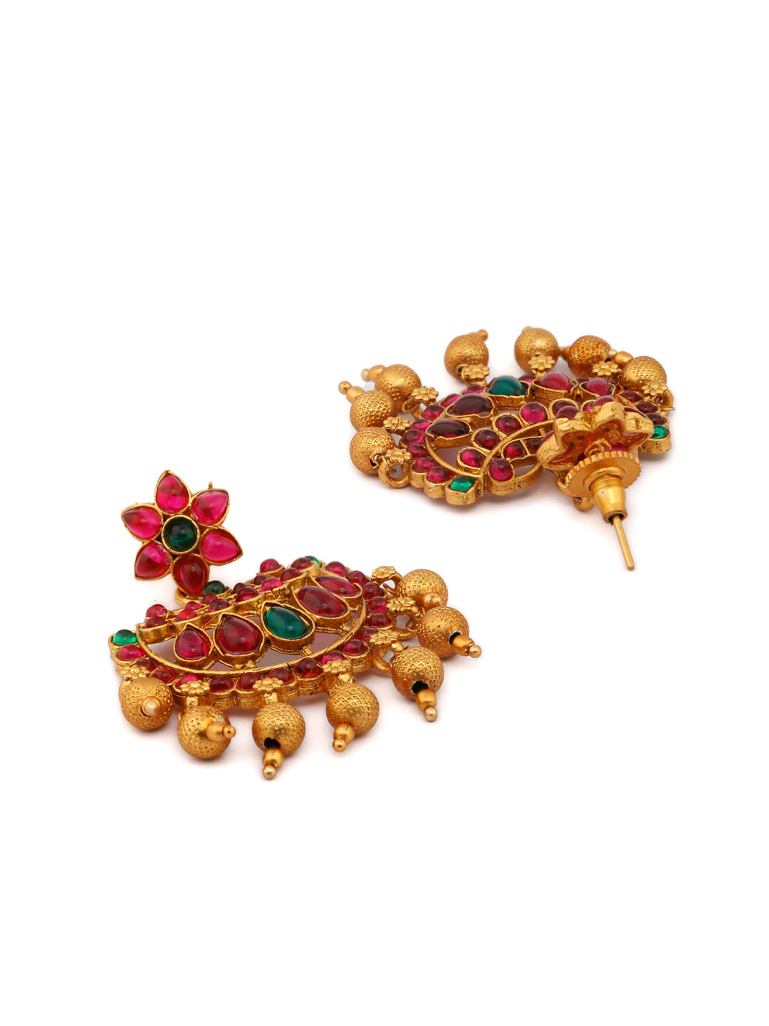 Priyaasi Women Traditional Gold Plated Real Kemp Floral Jewellery Set - Grab2buy