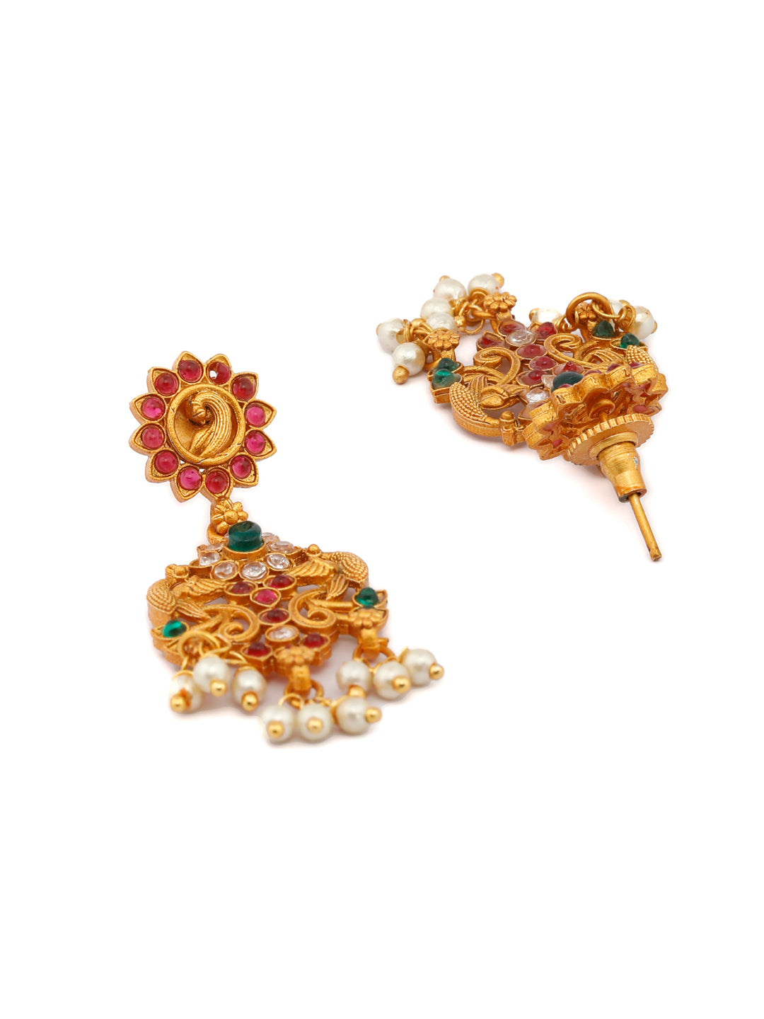 Priyaasi Women Traditional Real Kemp Gold Plated Peacock Jewellery Set - Grab2buy
