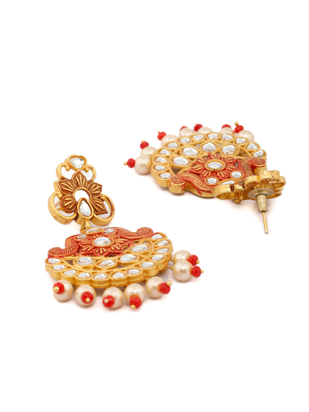 Priyaasi Women Ethnic Gold & Red Floral Meenakari Jewellery Set - Grab2buy