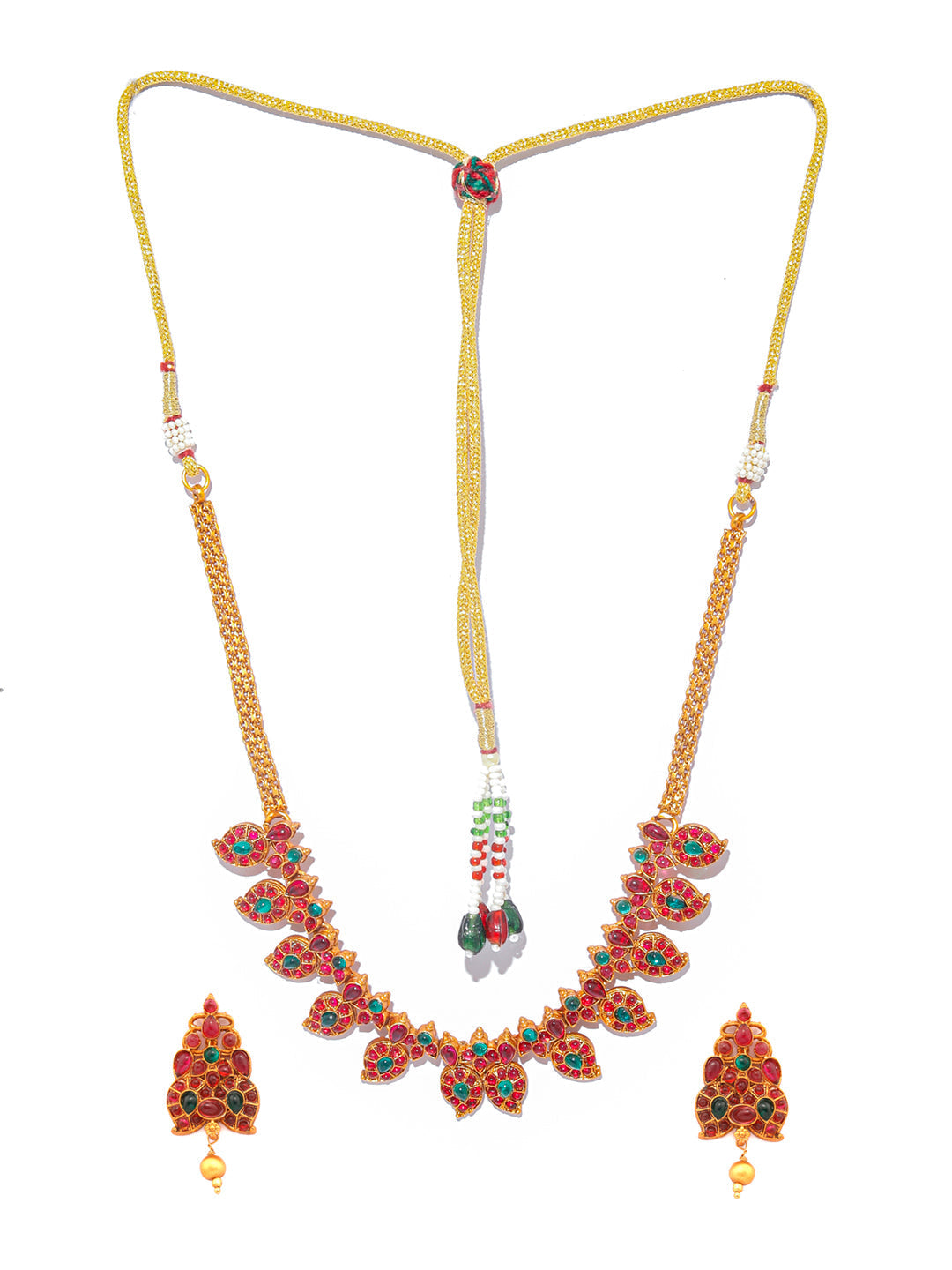 Priyaasi Women Real Kemp Gold Plated Leaf Jewellery Set - Grab2buy