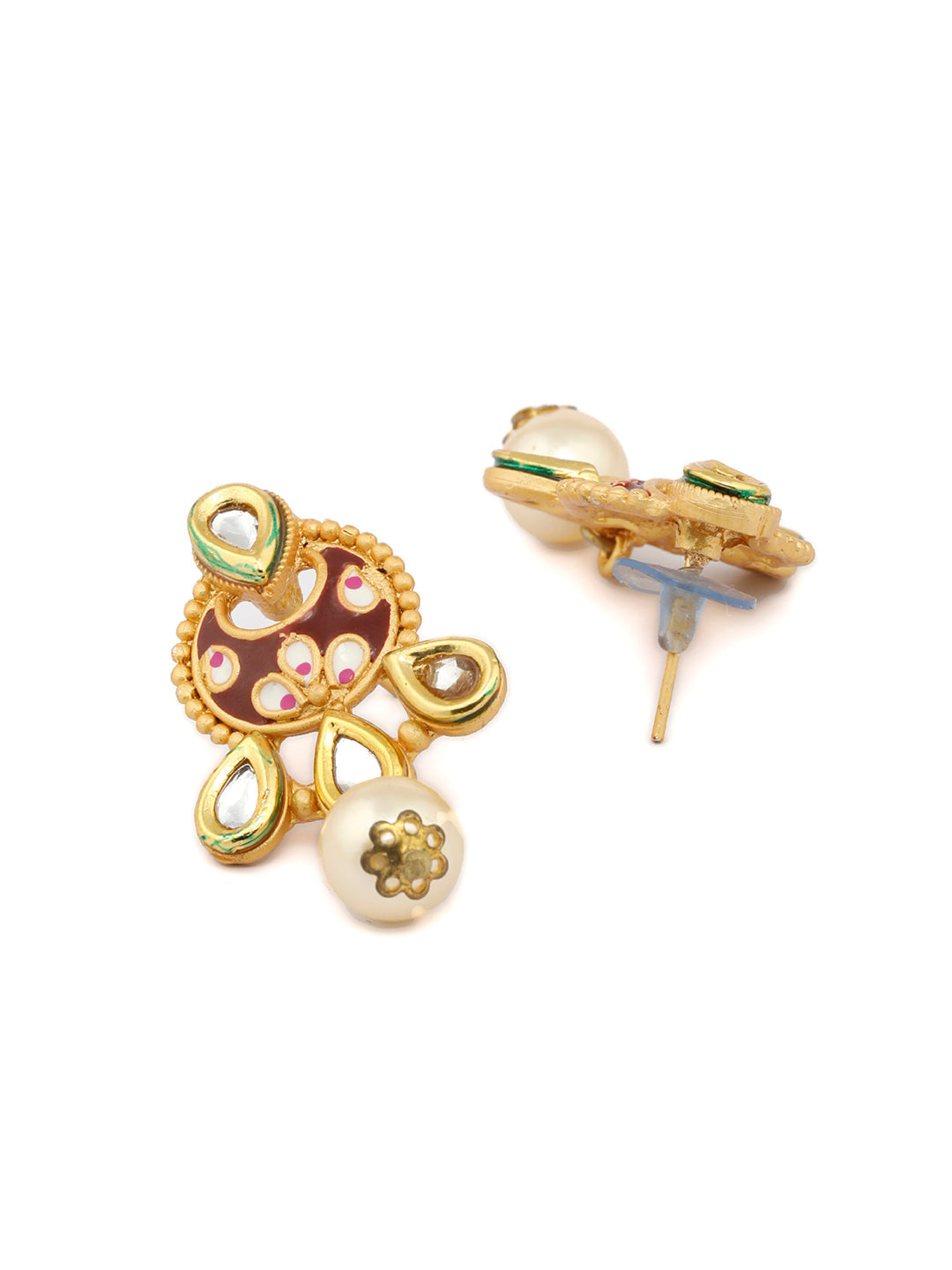 Priyaasi Women Ethnic Gold & Red Kundan Meenakari Jewellery Set - Grab2buy