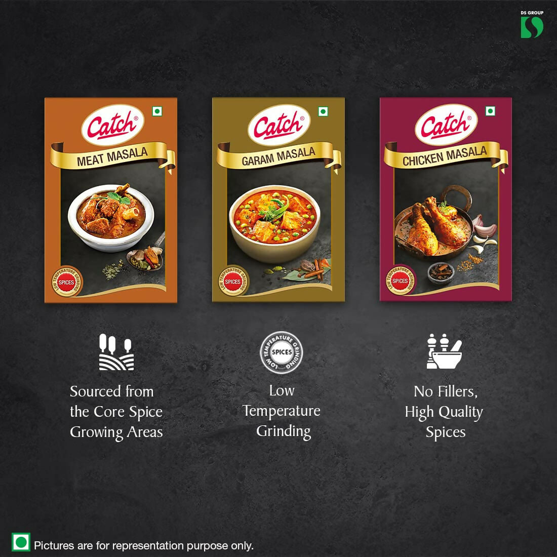 Catch Masala & Spices - Meat Masala 100 gms + Chicken Masala 100 gms + Garam Masala 100 gms - Grab2buy