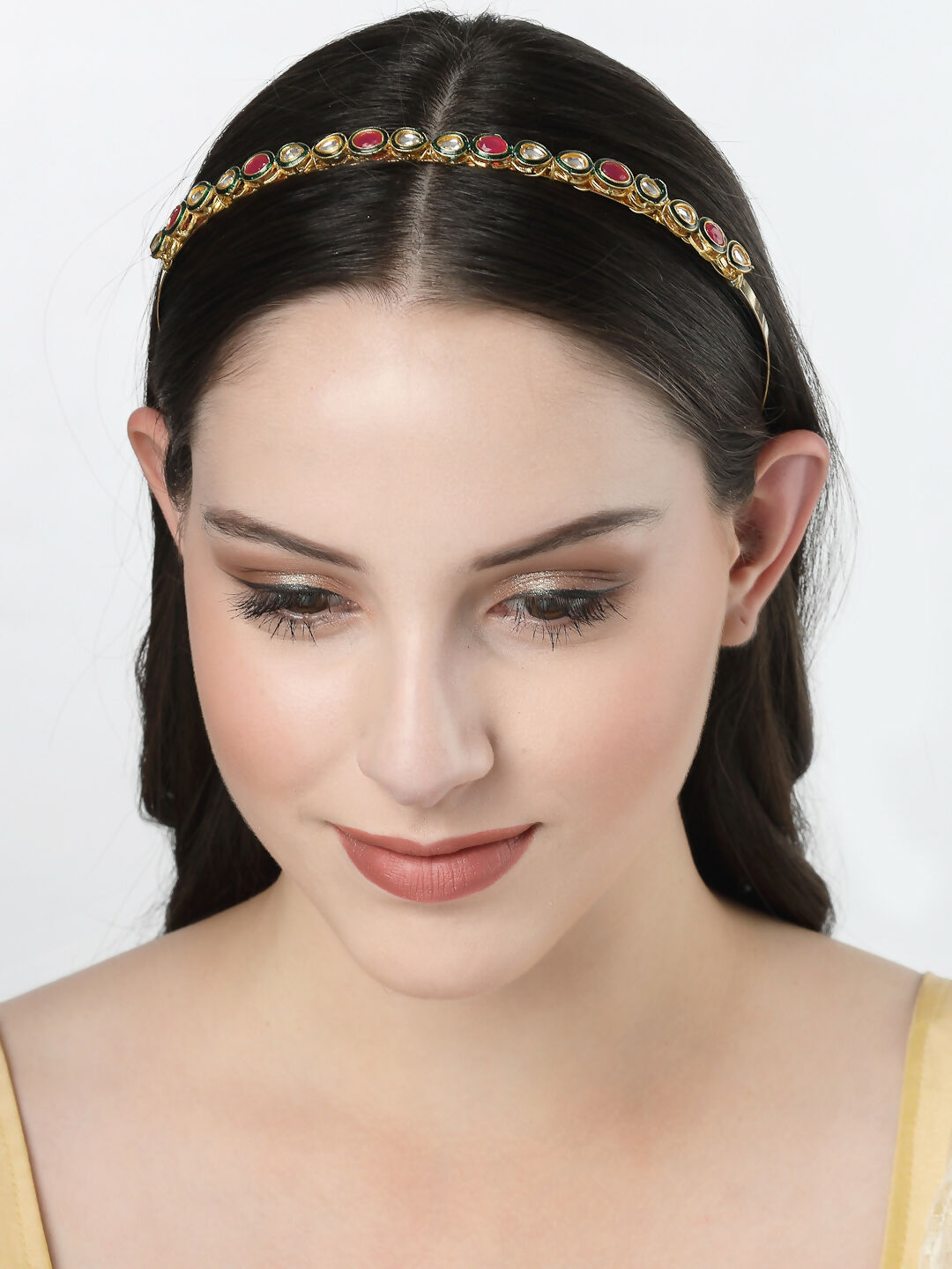 NVR Women's Multi colour Kundan Gold-Plated Embellished Hairband - Grab2buy