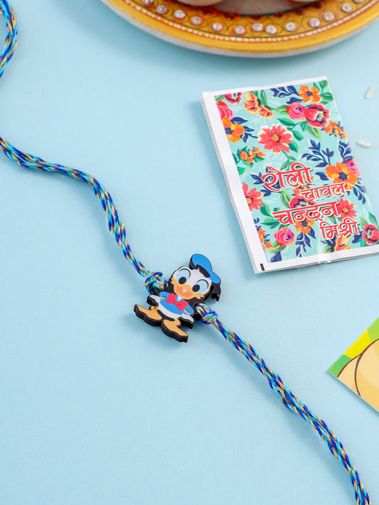 NVR Stylish Blue Cartoon Character Kids Rakhi with Roli Chawal Chandan & Mishri | Grab2Buy